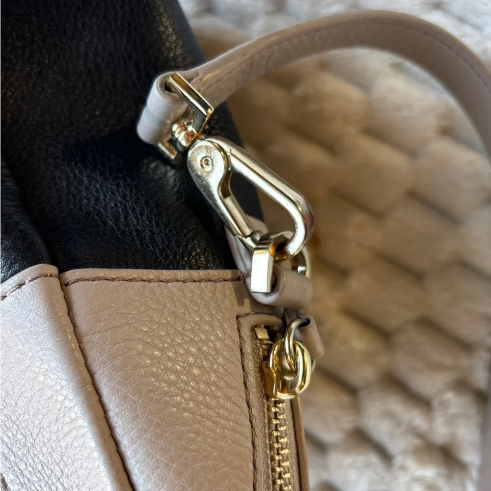 Price Drop** Kate Spade NY Black Taupe Colorblock Pebbled Leather Satchel